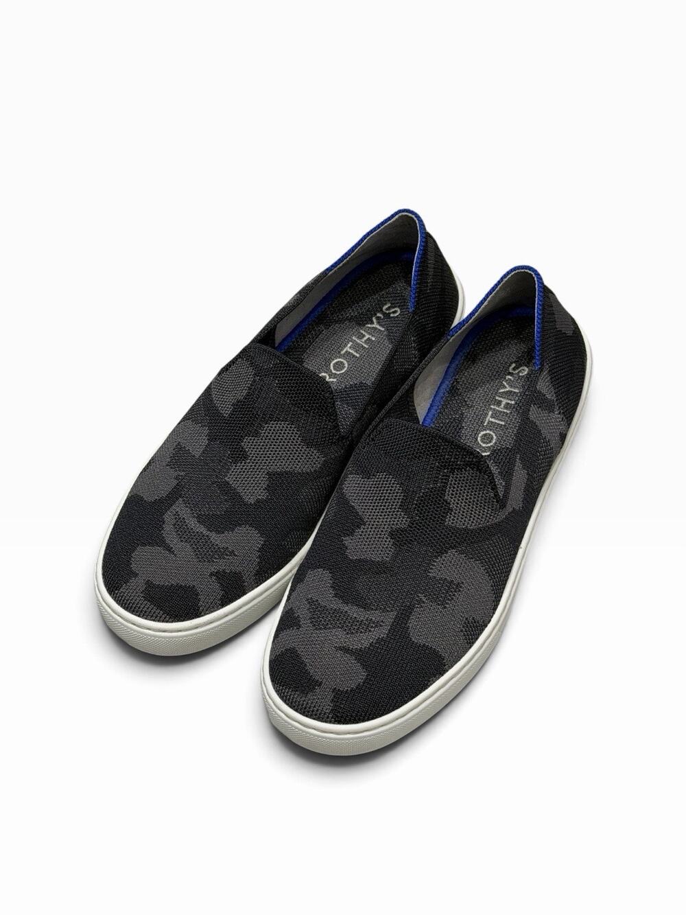 Rothy’s The Original Slip On Women Size 7 Black Grey Camo Comfort Mesh Shoes